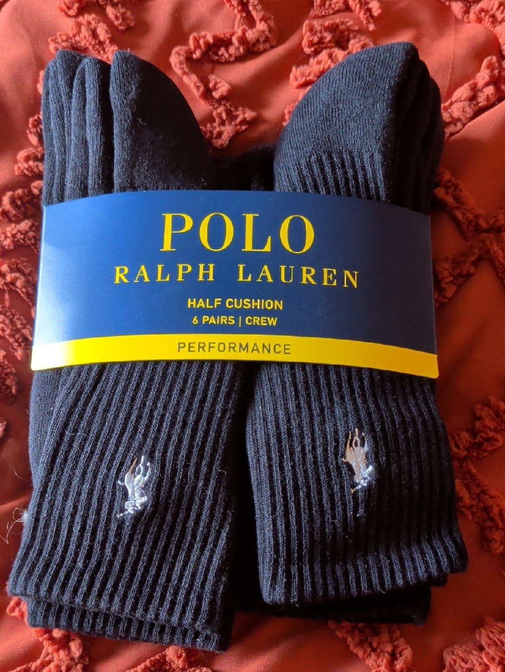 Polo by Ralph Lauren Black Crew Socks - 6 Pairs